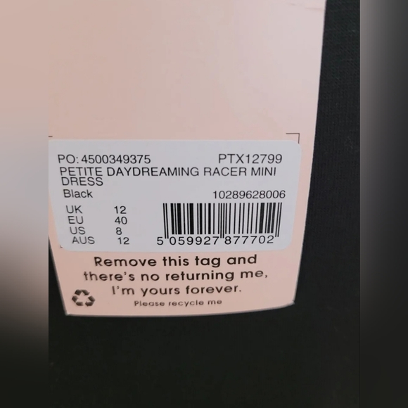 Missguided Petite Daydreaming Racer Mini Dress Size UK 12 - Picture 5 of 5